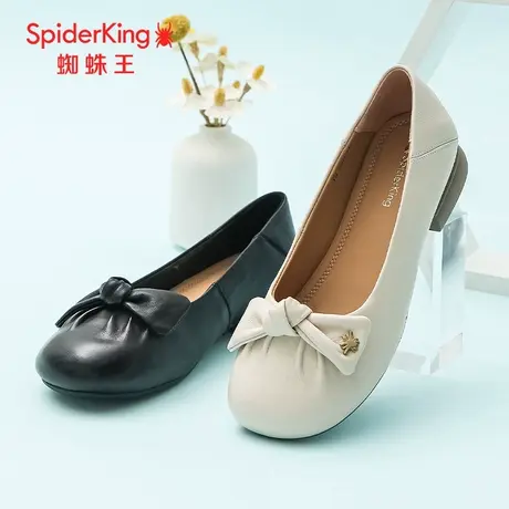 SPIDER KING/蜘蛛王女单鞋羊皮2025春商场新款蝴蝶结浅口软底舒适商品大图