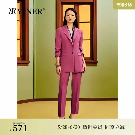 【1996系列】YINER音儿春季斜纹色织收腰休闲短西装外套商品大图