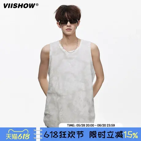 VIISHOW美式背心男士夏季内搭扎染运动健身坎肩汗衫无袖T恤潮流图片