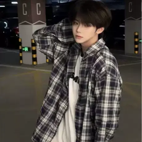 美式复古格子衬衫男秋季潮牌vibe高街长袖衬衣少年感潮流百搭外套商品大图