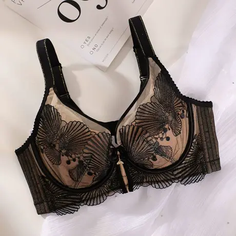 奥维丝丽内衣女大胸显小薄款兔耳朵杯软钢圈上托收副乳调整型文胸商品大图