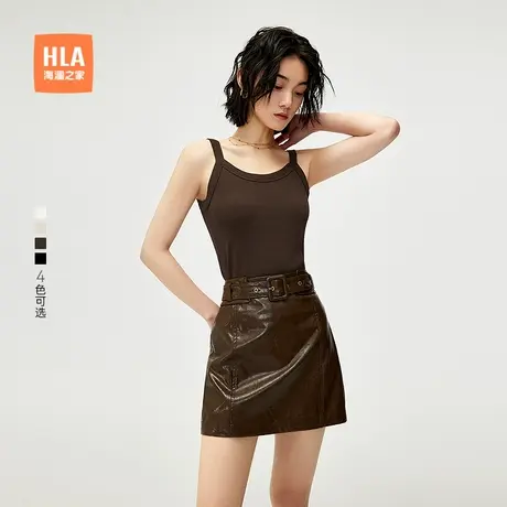 HLA/海澜之家圆领无袖背心25春夏新弹力修身透气舒适套头上衣女装商品大图