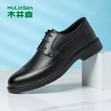 木林森皮鞋男款商务正装皮鞋夏季透气男士德比鞋真皮结婚新郎鞋商品大图