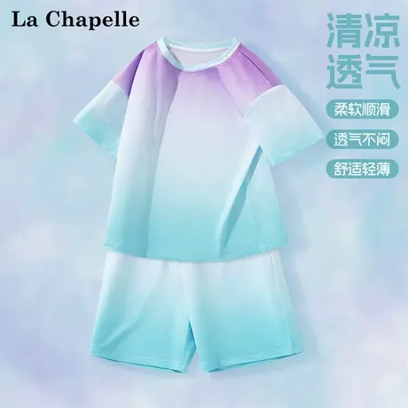 拉夏贝尔儿童夏装套装2025新款男童夏季衣服渐变速干男孩运动短裤商品大图