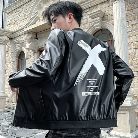 男士皮衣外套春季新款韩版潮流秋冬装男装百搭学生帅气加绒皮夹克图片