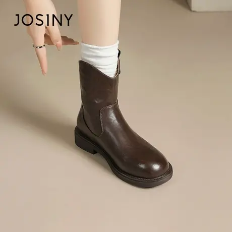 Josiny/卓诗尼2025冬季短靴骑士瘦瘦靴马丁靴切尔西靴百搭时尚商品大图