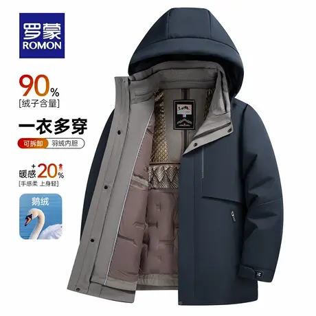 【一衣五穿+鹅绒】罗蒙男士宽松商务短款羽绒服2025冬季新款外套商品大图
