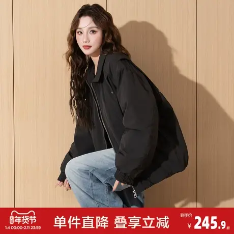 唐狮2026冬季女翻领夹克棉衣外套夹棉抗寒百搭休闲简约高级感商品大图