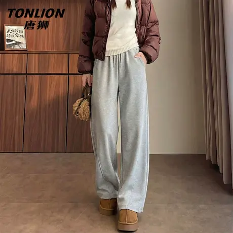 唐狮官方休闲运动裤女款2026春秋新款高腰显瘦直筒宽松阔腿裤子VB图片