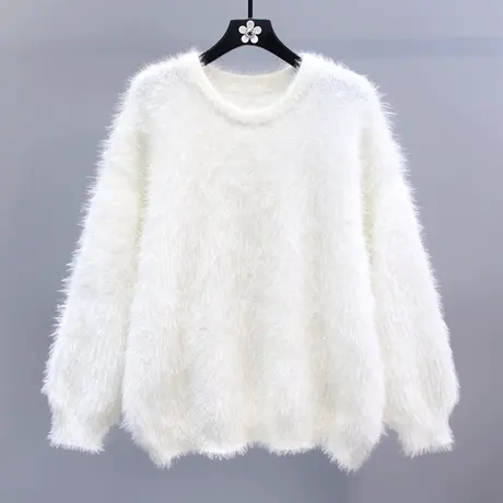 小清新软糯毛茸茸毛衣女秋冬2023新款宽松慵懒风套头打底针织衫商品大图