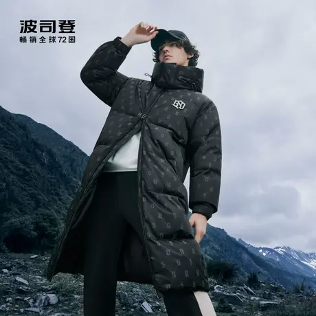 【热卖】波司登女长款时尚廓形立体提花复古老花羽绒服图片