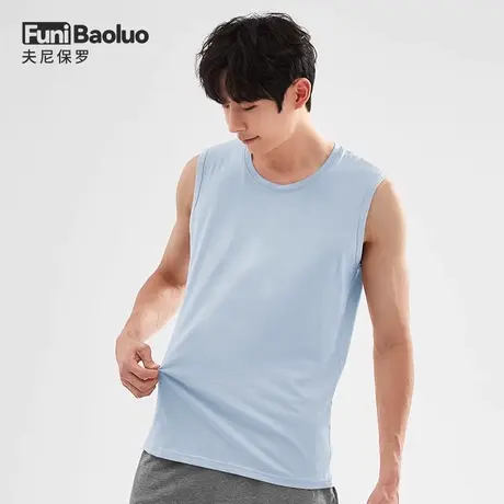 无袖背心夏全棉纯色白色打底背心中年男士爸爸装外穿坎肩运动汗衫商品大图