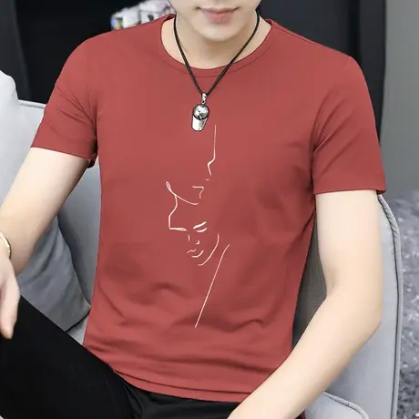 莫代尔短袖t恤男2024新款夏季冰丝速干凉感半袖潮牌潮流印花体恤商品大图