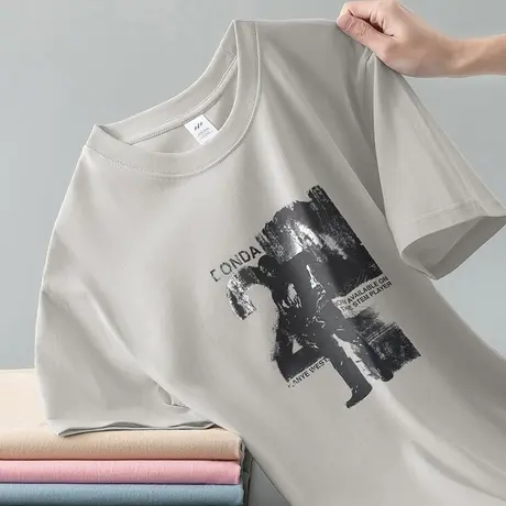 美式重磅t恤男短袖潮牌夏季纯棉圆领上衣服潮流宽松半袖全棉体恤商品大图