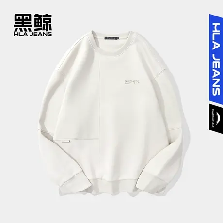 黑鲸HLAJEANS海澜之家旗下潮牌正反面料拼接卫衣男圆领套头上衣图片