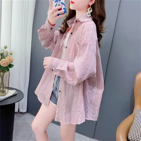 宽松设计感减龄防晒衣衬衫女夏季2023新款洋气慵懒风百搭上衣外套商品大图