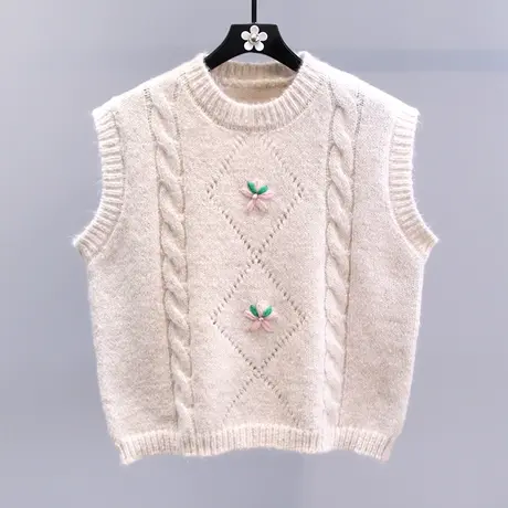 温柔风重工刺绣针织马甲女秋冬2023新款宽松慵懒风外搭无袖背心图片