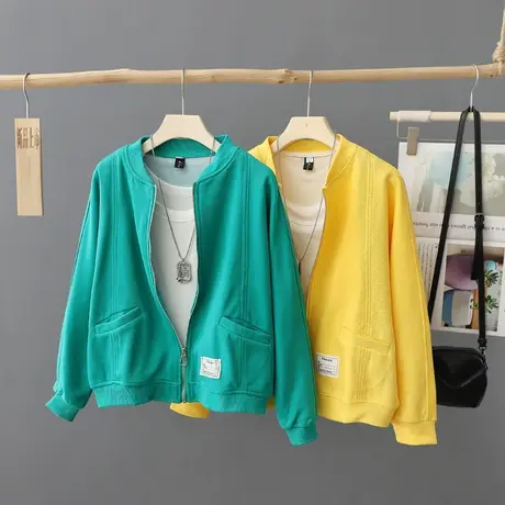 2024秋季新款长袖卫衣外套少女宽松短款学生上衣女士棒球服夹克衫商品大图