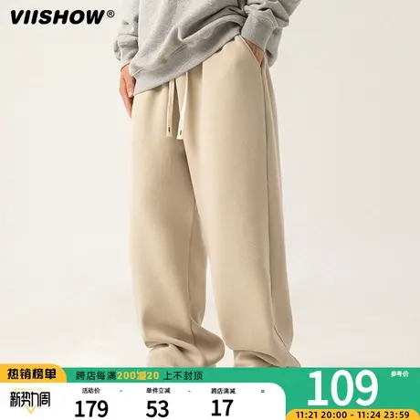VIISHOW垂感卫裤男宽松加厚冬季新款潮牌休闲裤子运动裤直筒宽松商品大图