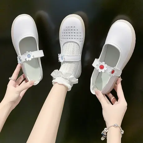 2024新款软皮夏季平底镂空护士鞋女防滑透气软底可爱防臭白色单鞋商品大图