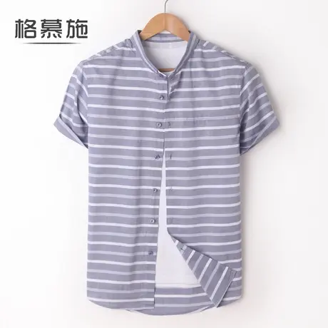 格慕施中国风男装棉麻短袖衬衫潮夏季休闲亚麻衬衣宽松男士寸衫薄商品大图