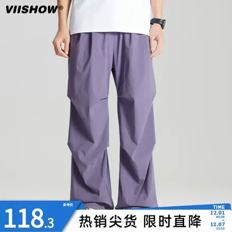 VIISHOW美式冲锋裤男秋冬登山裤运动休闲伞兵加绒厚宽松工装长裤商品大图