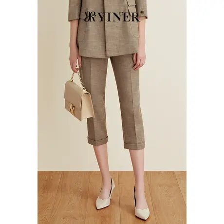 YINER音儿女装夏季职场风七分裤直筒休闲裤子商品大图
