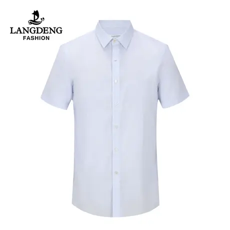 浪登男士夏季凉感短袖衬衫含桑蚕丝商务休闲格纹通勤工装衬衣男商品大图