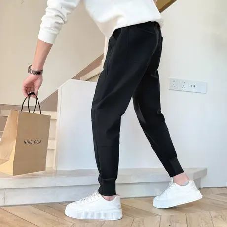 春季男士休闲裤潮流韩版百搭修身小脚九分裤2024新款潮牌束脚男裤商品大图