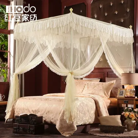 红豆家纺 蚊帐三开门落地1.8 宫廷不锈钢方顶帐子1.5加粗床幔正品商品大图