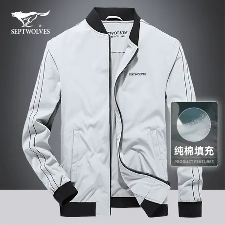 七匹狼狼族生活冬季青年男装夹棉加厚夹克防泼水棒球领棉服外套男图片