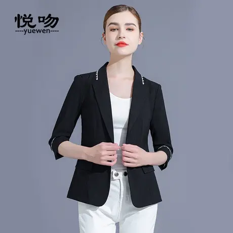 七分袖西装外套女夏短款2023新款OL职业西服高级感修身小西装上衣商品大图