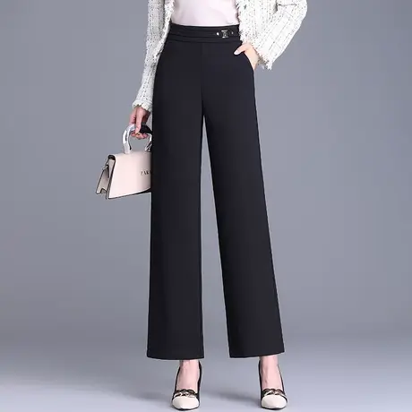黑色直筒裤女2023秋季新款垂感通勤西装阔腿裤高腰显瘦长裤休闲裤商品大图