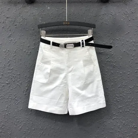 欧货2023年春夏新款欧美休闲高腰五分裤女装显瘦薄款直筒牛仔短裤商品大图