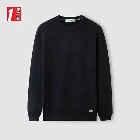 海一家简约日常休闲毛衣2023秋季新款舒适圆领基础款长袖针织衫男商品大图