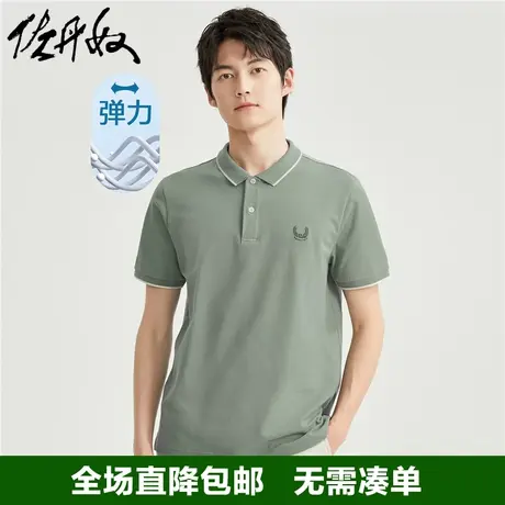 佐丹奴polo衫男莱卡弹力珠地布针织麦穗刺绣翻领短袖上衣01013391商品大图