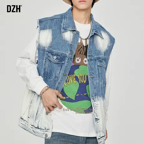 男士休闲牛仔马甲男春秋大码坎肩背心美式无袖外套2023年新款马夹商品大图