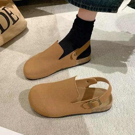 勃肯鞋法式包头凉鞋2023新款春夏日系一脚蹬懒人半拖博肯单鞋女鞋图片