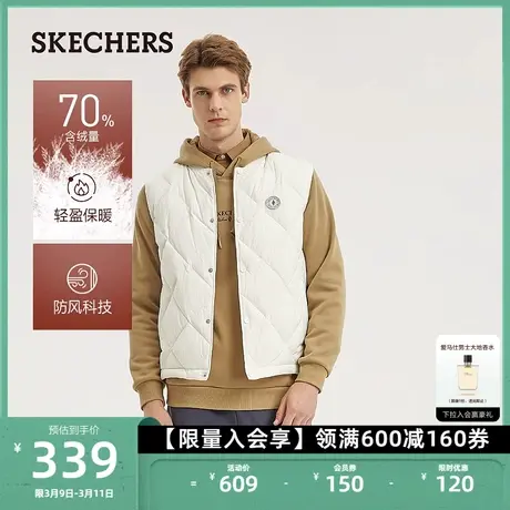 Skechers斯凯奇秋冬男子梭织羽绒背心修身短款户外运动休闲夹克商品大图