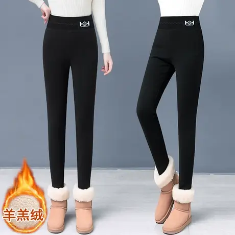 加绒鲨鱼裤女外穿冬季加绒加厚胖mm高腰弹力裤子瘦腿提臀打底裤图片