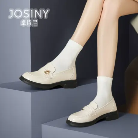 卓诗尼乐福鞋女2024春季新款小个子增高小皮鞋商场同款402A24331商品大图