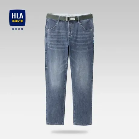 HLA/海澜之家宽松牛仔裤2023春夏新款腰带装饰微弹休闲九分裤子男图片