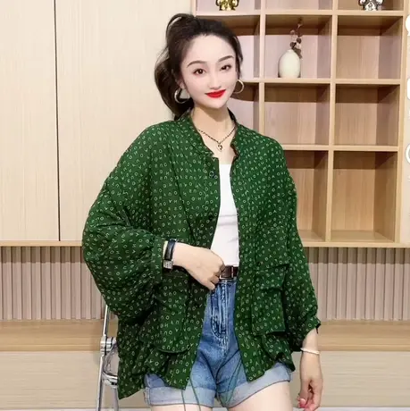 欧货时尚洋气薄款字母印花防晒衬衣女2023年夏宽松外套设计感上衣商品大图