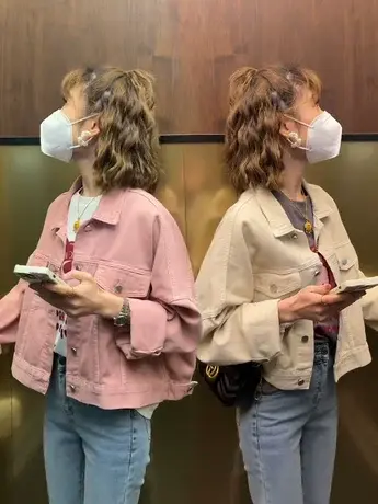 2023春装新款彩色牛仔外套女短款韩版宽松长袖夹克小个子粉色上衣商品大图