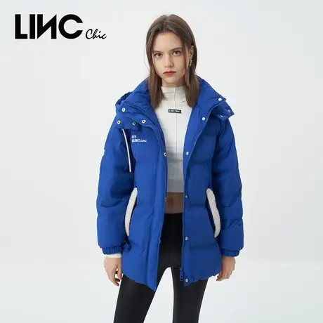 LINC金羽杰2023冬新款复古学院围裹感反季断码女款中长款羽绒服女商品大图