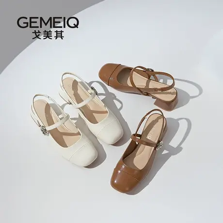 戈美其商场同款凉鞋女款2025新款夏季外穿包头粗跟配裙子绝美单鞋图片