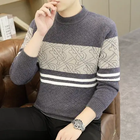 半高领毛衣男2023新款秋冬季黄金貂绒潮流韩版潮牌线衣加厚针织衫图片