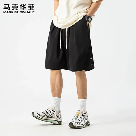 马克华菲休闲短裤男士夏季宽松纯棉男生直筒美式潮牌五分裤子薄X商品大图
