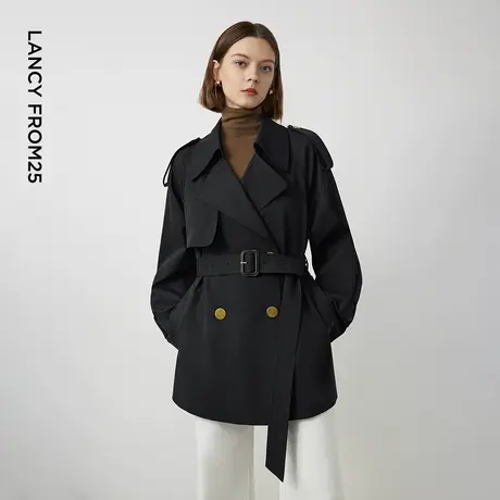 【汤圆TOYO】朗姿复古英伦风高级感宽松外套女休闲收腰流行风衣图片