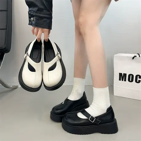 厚底增高玛丽珍鞋女2025新款秋季配裙子百搭小皮鞋小个子法式单鞋商品大图